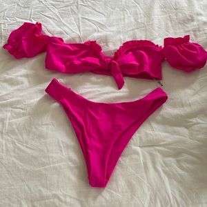 Shein ruffled pink bikini